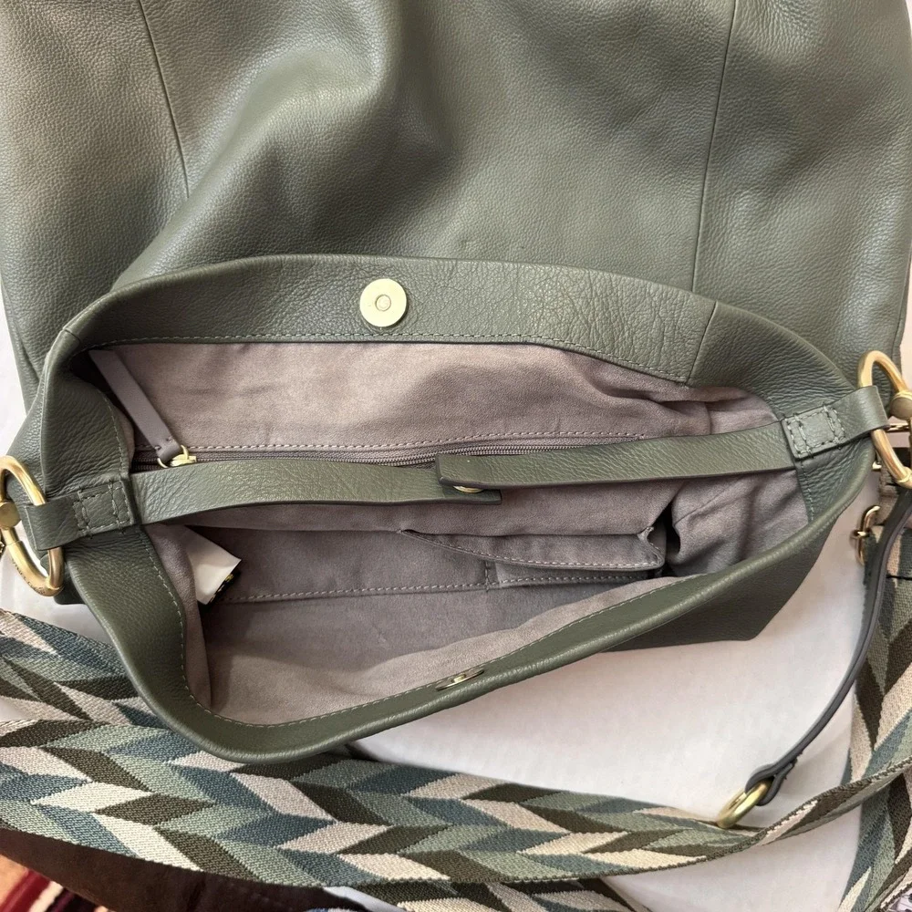 Vince Camuto Valda Leather Tote Bag Fig Leaf Green Crossbody Shoulder Hobo Bag - Picture 7 of 16